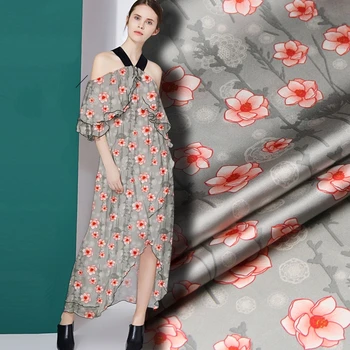 118CM Wide 19MM 93% Silk & 7% Spandex Floral Print Stretch Gray Silk Satin Fabric for Dress Cheongsam Shirt Jacket D1012
118CM Wide 19MM 93% Silk & 7% Spandex Floral Print Stretch Gray Silk Satin Fabric for Dress Cheongsam Shirt Jacket D1012