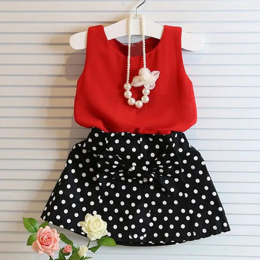 Girls Clothes Summer 2018 Solid Red Vest Dots Pleated Dress Two Pieces Clothes Set Children Skirt Ropa Para Bebes Ninas #Y108
Girls Clothes Summer 2018 Solid Red Vest Dots Pleated Dress Two Pieces Clothes Set Children Skirt Ropa Para Bebes Ninas #Y108