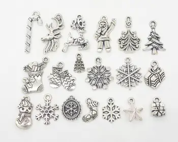950pcs/50sets Mix Antique Silve Pendants Christmas Charms 19 Patterns Tree Santa Snowflake Stocking DIY Jewelry Making Finding
950pcs/50sets Mix Antique Silve Pendants Christmas Charms 19 Patterns Tree Santa Snowflake Stocking DIY Jewelry Making Finding