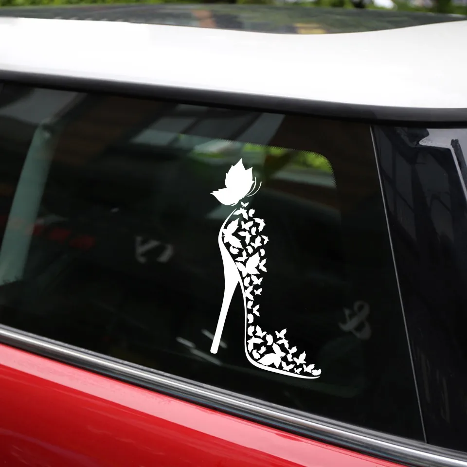 13cm17.1cm Fashion Butterfly Decor Vinyl Car Sticker Motorcycle Wall Window Auto Car Body Decal Stickers BlackSilverLaser (11)