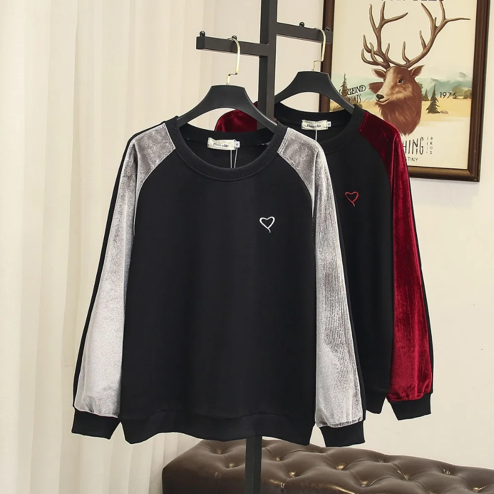 Ubetoku 2018Autumn women sweatshirts sweet embroidery velvet sleeve patchwork pullovers plus size women clothing(WY11)
Ubetoku 2018Autumn women sweatshirts sweet embroidery velvet sleeve patchwork pullovers plus size women clothing(WY11)