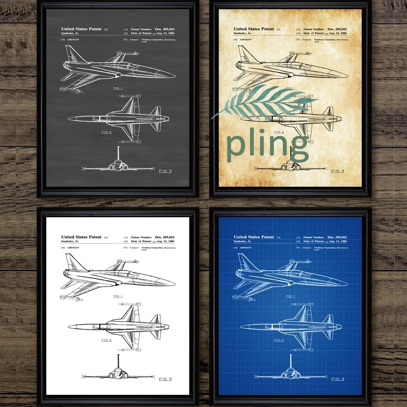 Northrop F 20 Tigershark Aircraft Patent винтажный художественный плакат Pilot Подарочный