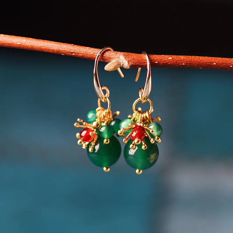 Vintage Amethyst 14k Gold Flower Earring for Women Ethnic Green Chalcedony Ball Drop Dangle Earrings Fine Party Jewelry
Vintage Amethyst 14k Gold Flower Earring for Women Ethnic Green Chalcedony Ball Drop Dangle Earrings Fine Party Jewelry