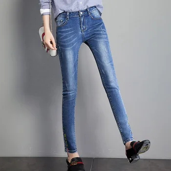 Femme Jeans Pencil Pants Denim Blue Jeans Trousers Embroidery fashion Women Skinny Leggings Plus Size Pantalon Female 2018
Femme Jeans Pencil Pants Denim Blue Jeans Trousers Embroidery fashion Women Skinny Leggings Plus Size Pantalon Female 2018