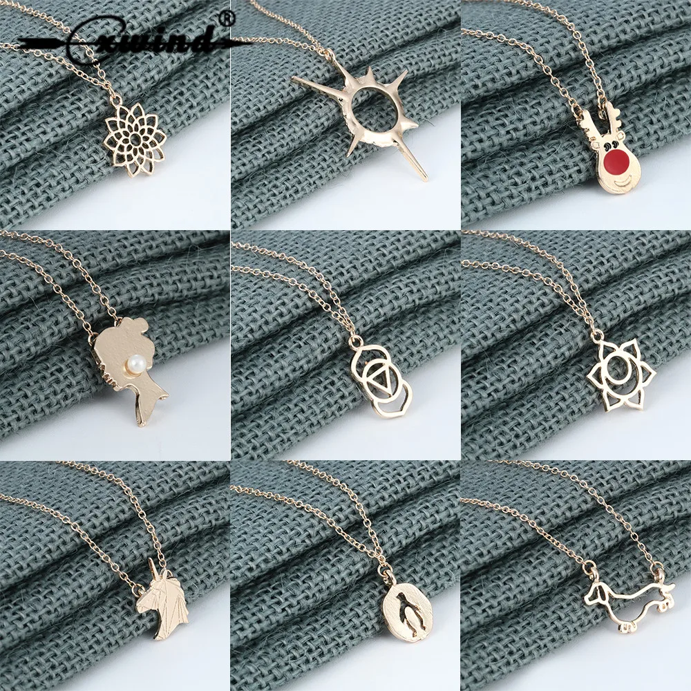 Cxwind 12 Styles Fashion Jewelry Women Pendant Necklace Dog Star Sun Deer Unicorn Animal Geometric Charm Clavicle Chains Collar
Cxwind 12 Styles Fashion Jewelry Women Pendant Necklace Dog Star Sun Deer Unicorn Animal Geometric Charm Clavicle Chains Collar
