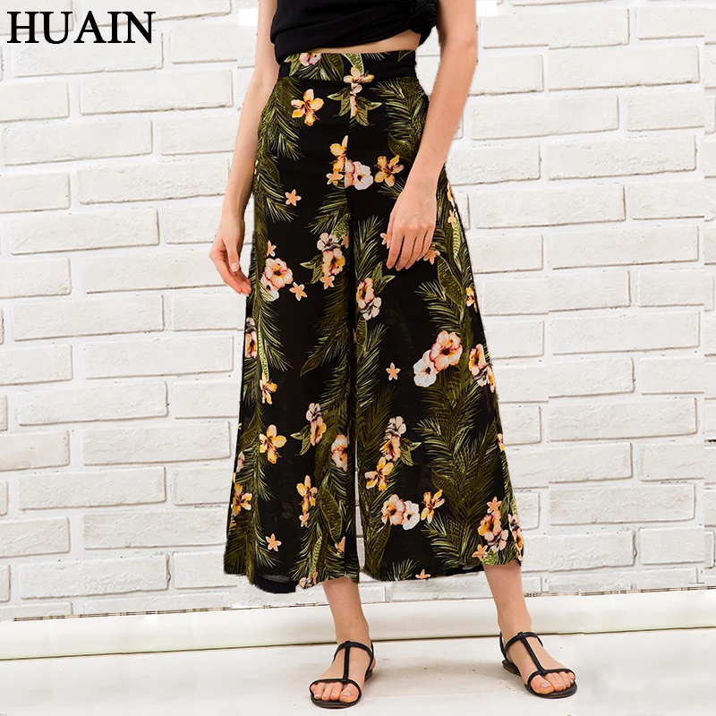 Wide Leg Women Pants Capri High Waist Elegant Floral Print Trousers Summer Fashion 2018 New Casual Loose Pants Female Clothing
Wide Leg Women Pants Capri High Waist Elegant Floral Print Trousers Summer Fashion 2018 New Casual Loose Pants Female Clothing