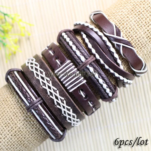 Handmade wholesale 6pcs/set ethnic tribal charm handmade brown& white leather bracelets for women&men -S54
Handmade wholesale 6pcs/set ethnic tribal charm handmade brown& white leather bracelets for women&men -S54