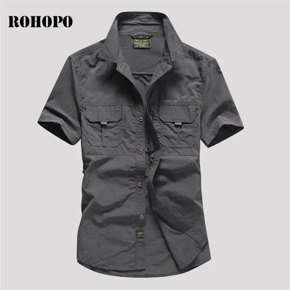 ROHOPO Shirt Sportswear Short Sleeve Quick Dry Man Shirt,Summer Pockets Loose Powder Sportswear quickly Dry Army Shirts Male
ROHOPO Shirt Sportswear Short Sleeve Quick Dry Man Shirt,Summer Pockets Loose Powder Sportswear quickly Dry Army Shirts Male