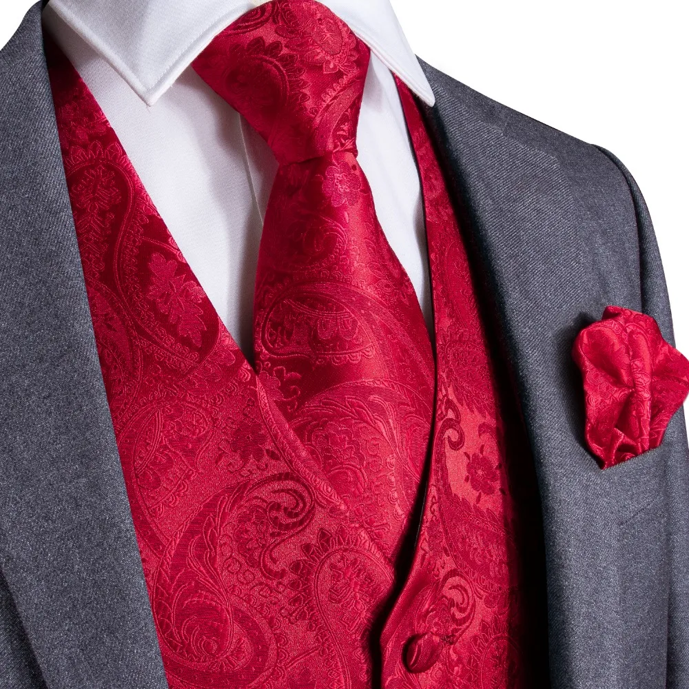 Red Paisley Top Design Wedding Men 100%Silk Waistcoat Vest Ties Pocket Square Cufflinks Cravat Set for Suit Tuxedo MJTZ-102
Red Paisley Top Design Wedding Men 100%Silk Waistcoat Vest Ties Pocket Square Cufflinks Cravat Set for Suit Tuxedo MJTZ-102
