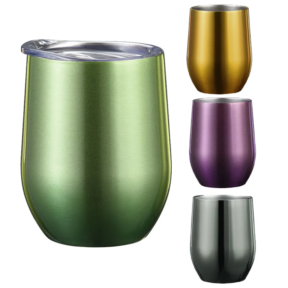 

9oz Fluorescence Steel Stemless Wine Glass Tumbler Double Wall Vaccum Insulation Dropshipping 2019