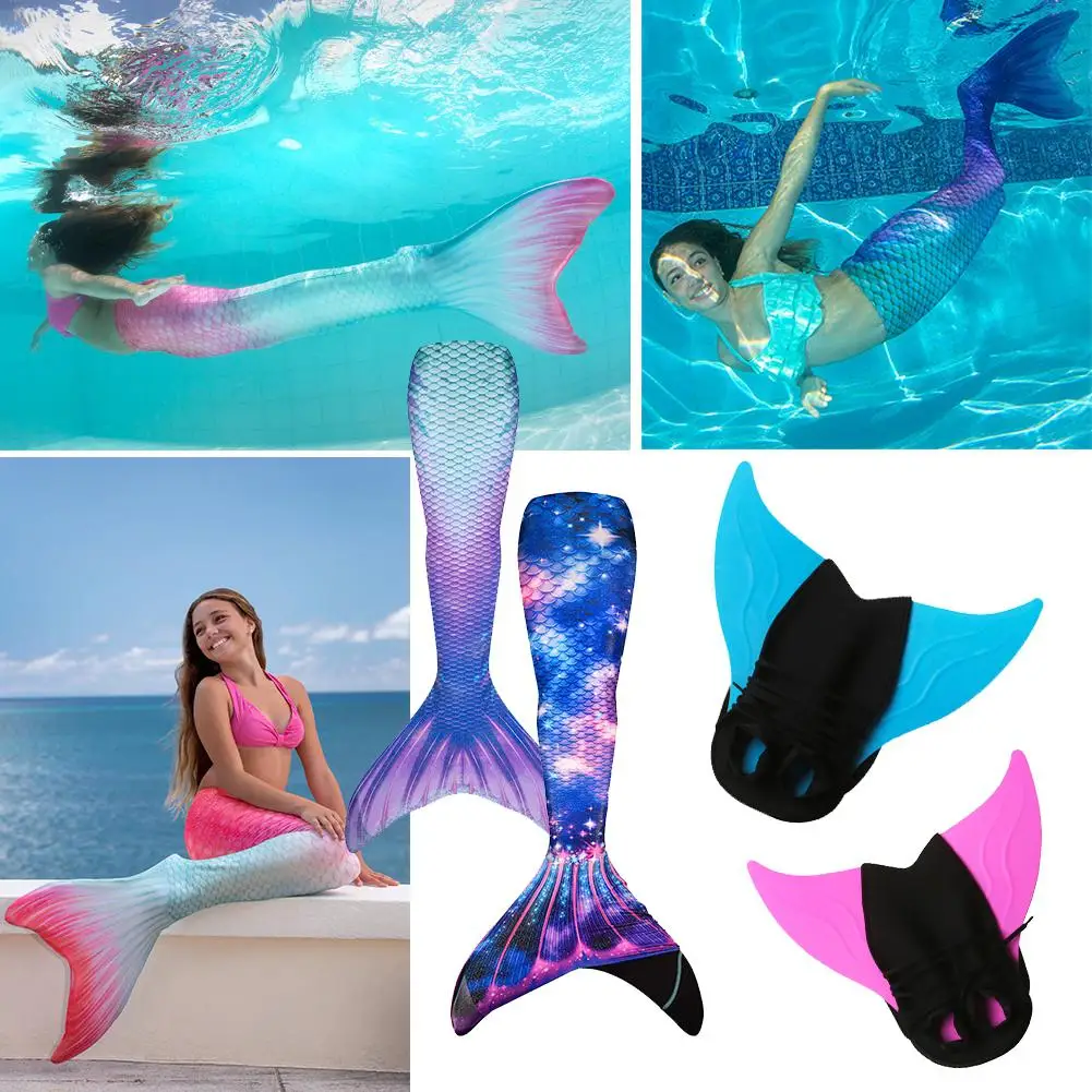 

Kids Adults Mermaid Tail Swimming Fin Snorkeling Foot Flipper Diving Swimming Assistant Tool Elastic Breathable Flippers Fins