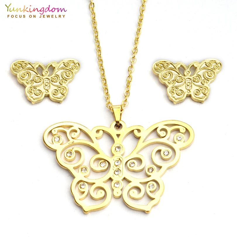 Yunkingdom vintage butterfly rhinestone jewelry sets for women fashion stainless steel pendant necklace earring set UE0153
Yunkingdom vintage butterfly rhinestone jewelry sets for women fashion stainless steel pendant necklace earring set UE0153