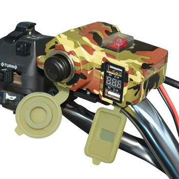 Camouflage Moto Cigarette Lighter Socket Adapter Waterproof Motorcycle Charger LED Voltmeter Voltage Display Dual USB Splitter
Camouflage Moto Cigarette Lighter Socket Adapter Waterproof Motorcycle Charger LED Voltmeter Voltage Display Dual USB Splitter