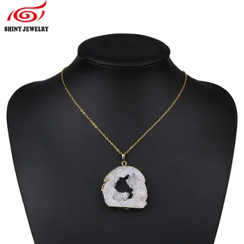 Irregular White Druzy Geode Pendant Necklace Women Men Gold Plating Jewelry Natural Stone Necklaces Raw Crystal Quartz Jewellery
Irregular White Druzy Geode Pendant Necklace Women Men Gold Plating Jewelry Natural Stone Necklaces Raw Crystal Quartz Jewellery