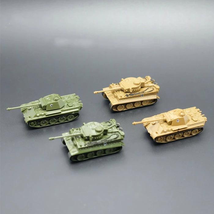 

4PCS/Set Assembled Plastic Tiger Tanks World War II Germany US The Soviet Union Tank 1:144 Scale Blocks Model Toy Mini Tank