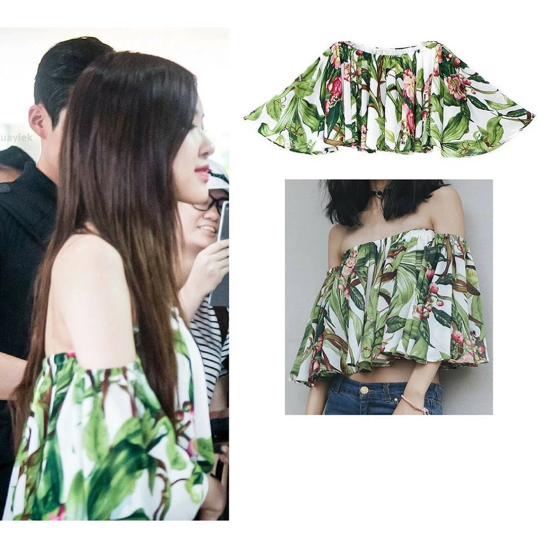 kpop Blackpink ROSE same holiday wind off shoulder lotus leaf sleeve short chiffon shirt women summer loose shirt sexy blouse
kpop Blackpink ROSE same holiday wind off shoulder lotus leaf sleeve short chiffon shirt women summer loose shirt sexy blouse
