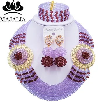Majalia Romantic Nigeria Wedding African Beads Jewelry Set Lilac and Dark purple Crystal Necklace Bridal Jewelry Sets 6OP011
Majalia Romantic Nigeria Wedding African Beads Jewelry Set Lilac and Dark purple Crystal Necklace Bridal Jewelry Sets 6OP011