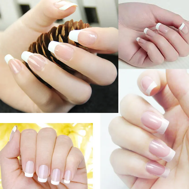 24 шт. накладные ногти для девочек и невесты с клеем|half nail tips|french tipsdesigner tips |