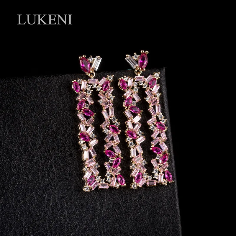 LUKENI Brand White /Pink Color Cubic Zircon Personality Rectangular Geometric Earrings For Design Bridal Wedding
LUKENI Brand White /Pink Color Cubic Zircon Personality Rectangular Geometric Earrings For Design Bridal Wedding