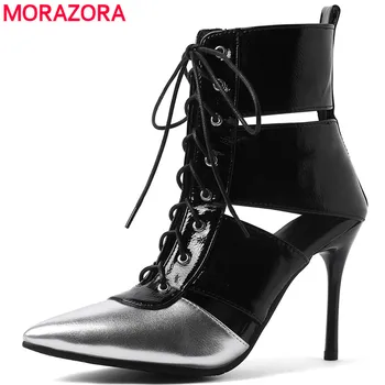 MORAZORA 2019 hot sale ankle boots for women pointed toe summer high heels boots lace up fashion party wedding shoes woman
MORAZORA 2019 hot sale ankle boots for women pointed toe summer high heels boots lace up fashion party wedding shoes woman