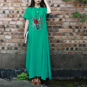2019 Summer Women Long Dress Embroidery Maxi Dress Cotton Linen Vintage Robe Stand Collar Short Sleeve Chic Shirt Dress 3Colors
2019 Summer Women Long Dress Embroidery Maxi Dress Cotton Linen Vintage Robe Stand Collar Short Sleeve Chic Shirt Dress 3Colors