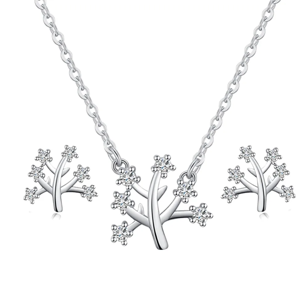 Tree of Life Jewelry Set 925 Sterling Silver Dazzling Cubic Zircon Stud Earring Pendant Necklace for Girls jewelry box
Tree of Life Jewelry Set 925 Sterling Silver Dazzling Cubic Zircon Stud Earring Pendant Necklace for Girls jewelry box