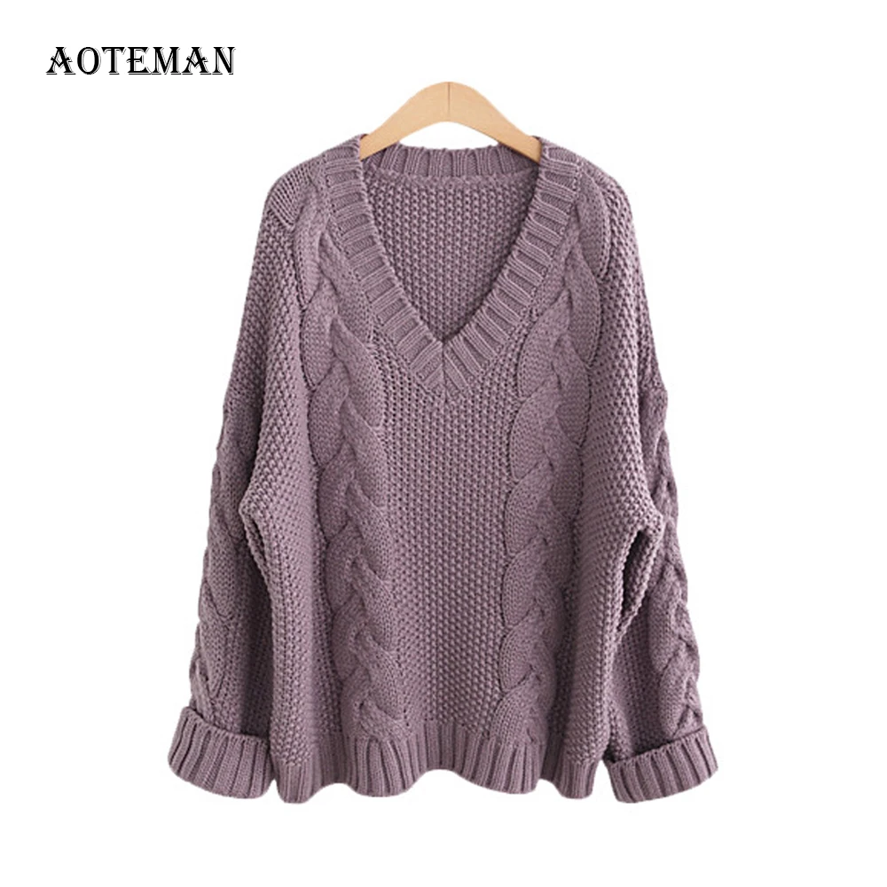 Autumn Winter Sweater Women 2019 Solid Warm Oversized Long Sleeve Sweater Casual V Neck Pullover Loose Knitted Sweaters Black
Autumn Winter Sweater Women 2019 Solid Warm Oversized Long Sleeve Sweater Casual V Neck Pullover Loose Knitted Sweaters Black