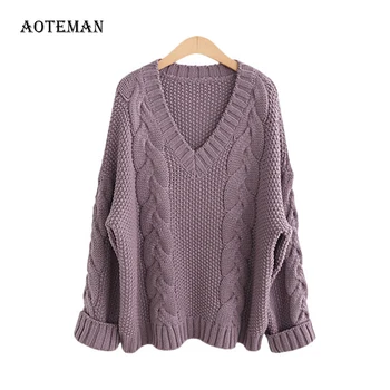 Autumn Winter Sweater Women 2019 Solid Warm Oversized Long Sleeve Sweater Casual V Neck Pullover Loose Knitted Sweaters Black
Autumn Winter Sweater Women 2019 Solid Warm Oversized Long Sleeve Sweater Casual V Neck Pullover Loose Knitted Sweaters Black