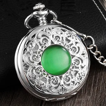 Retro Green Gem Embedded Hollow Flower Mechanical Pocket Watch Men Hand Wind Vintage Fob Watch Pendant Stemapunk Girls' Gift
Retro Green Gem Embedded Hollow Flower Mechanical Pocket Watch Men Hand Wind Vintage Fob Watch Pendant Stemapunk Girls' Gift