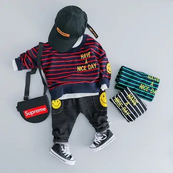 Baby Boy Clothes Set Spring Clothing Striped Letter T shirt + Pants For Toddler Outfit 1 2 3 4 Years Fashion Infant Girls Suit
Baby Boy Clothes Set Spring Clothing Striped Letter T shirt + Pants For Toddler Outfit 1 2 3 4 Years Fashion Infant Girls Suit
