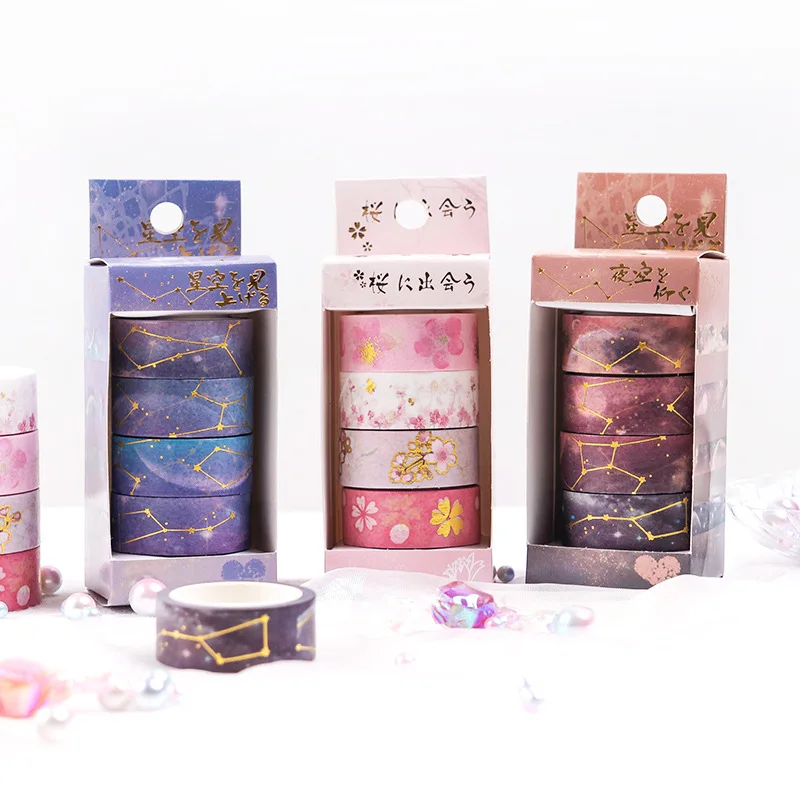 4 Rolls/Box Starry Night Sky Sakura Masking Washi Tape Hand Account Notebook Computer Decor
4 Rolls/Box Starry Night Sky Sakura Masking Washi Tape Hand Account Notebook Computer Decor