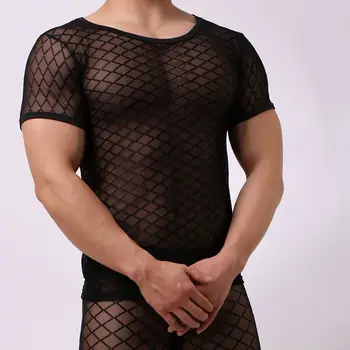 New Men's tight mesh T-shirts breathable round neck Slim perspective sexy mesh men's corset Muscle vest ZM-07
New Men's tight mesh T-shirts breathable round neck Slim perspective sexy mesh men's corset Muscle vest ZM-07