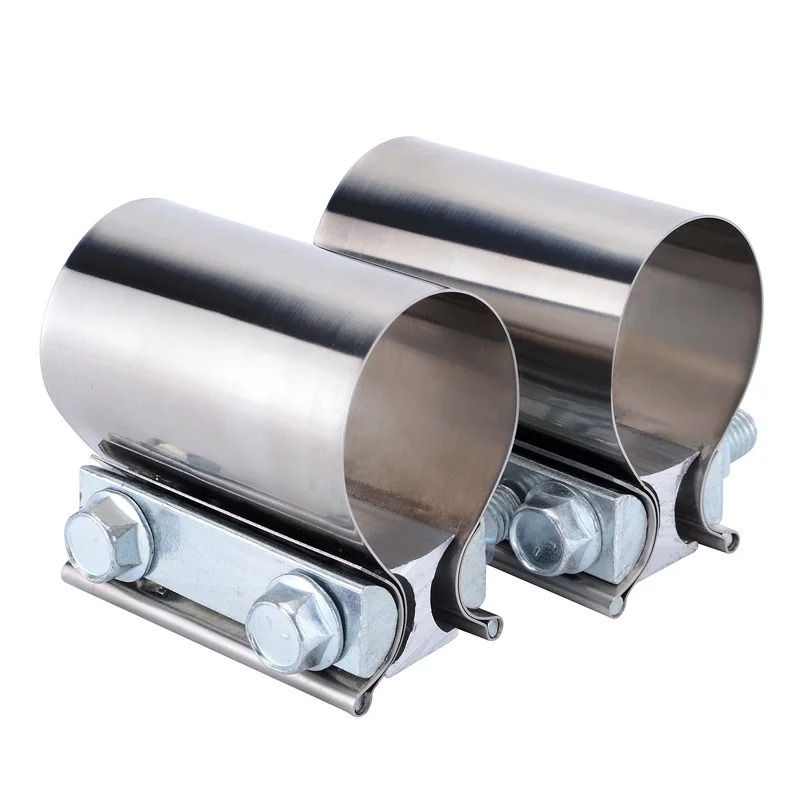 Mufflers and Catalytic Converters 2X 2.0 Inch Stainless Steel Butt Joint Exhaust Band Clamp Sleeve for Exhaust Pipes