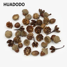 Huadodo 20 peças flores secas naturais pinheiro cone bolota artificial flor para casa natal diy grinalda guirlanda decoração(China)