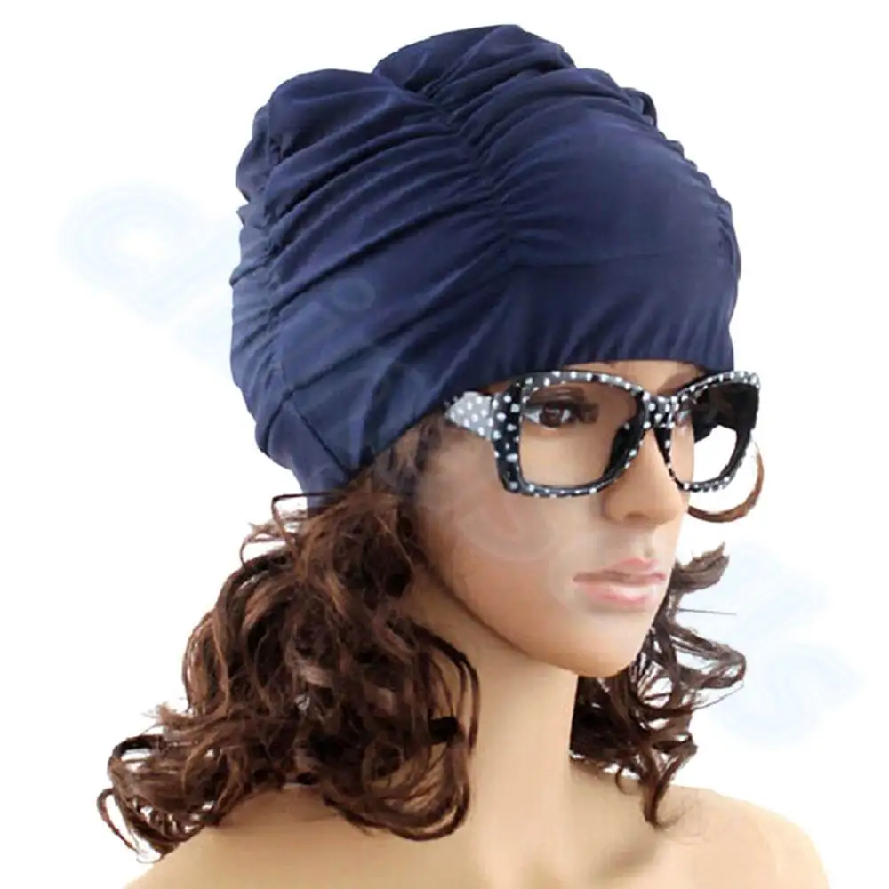 drapieren stretch meer falten badekappe hut sexy dame womens madchen lange haare badekappe stretch hut drapieren baden schwimmen kappe spargut