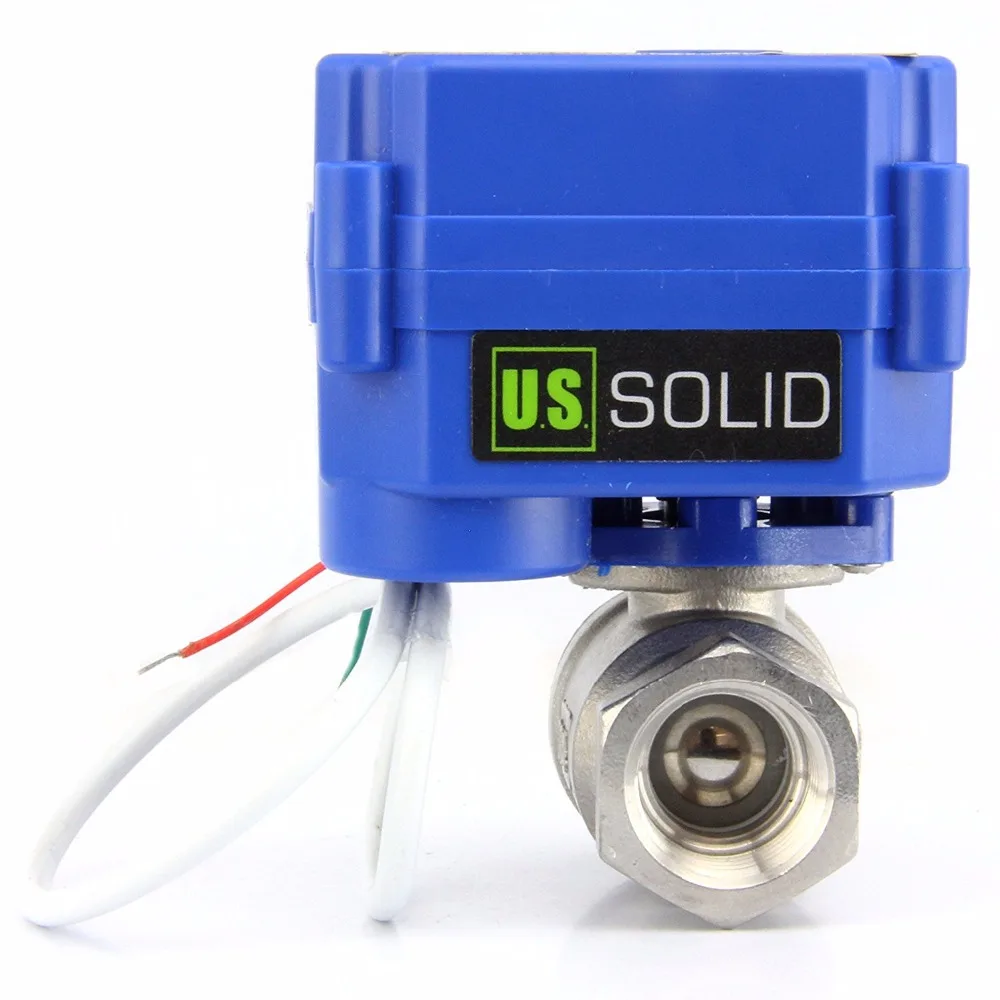 U.S. Solid 3/4" Motorized Ball Valve Stainless Steel Electrical Ball Valve 9-24V AC/DC, 2 Wire Auto Return Setup, NPT
U.S. Solid 3/4" Motorized Ball Valve Stainless Steel Electrical Ball Valve 9-24V AC/DC, 2 Wire Auto Return Setup, NPT