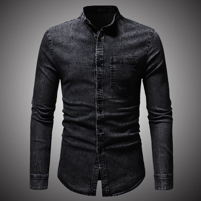 2018 Spring Autumn High Quality Denim Shirt Men Casual Long Sleeve Fit Slim Personality Pocket Black Blue Hombre Blouse D2867
2018 Spring Autumn High Quality Denim Shirt Men Casual Long Sleeve Fit Slim Personality Pocket Black Blue Hombre Blouse D2867