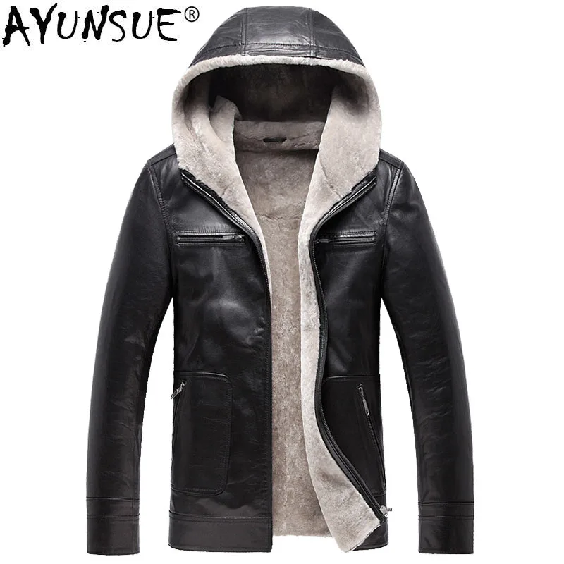AYUNSUE Genuine Leather Jacket Men 100% Wool Natural Fur Coat Winter Jacket Men Hooded Thick Sheepskin Jackets DXL1571 MY727
AYUNSUE Genuine Leather Jacket Men 100% Wool Natural Fur Coat Winter Jacket Men Hooded Thick Sheepskin Jackets DXL1571 MY727