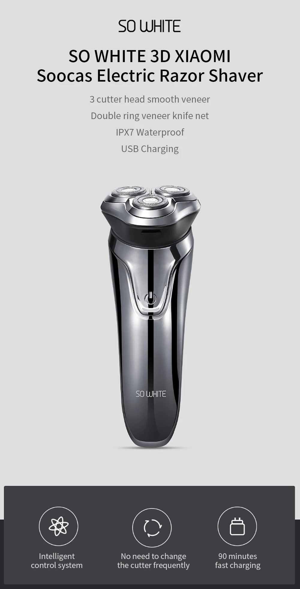 SOOCAS SO WHITE ES3 Electric Shaver For Xiaomi Razor Rechargeable 3D Smart Electric Razor washable beard trimmer shaving machine SOOCAS SO WHITE ES3 Electric Shaver For Xiaomi Razor Rechargeable 3D Smart Electric Razor washable beard trimmer shaving machine