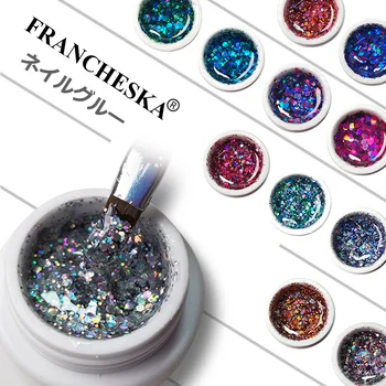 

Francheska Glitter Gel Nail Polish Shiny lakiery hybrydowe Soak Off Bling Sequins Gel Polish lakier hybrydowy UV Gel Varnish