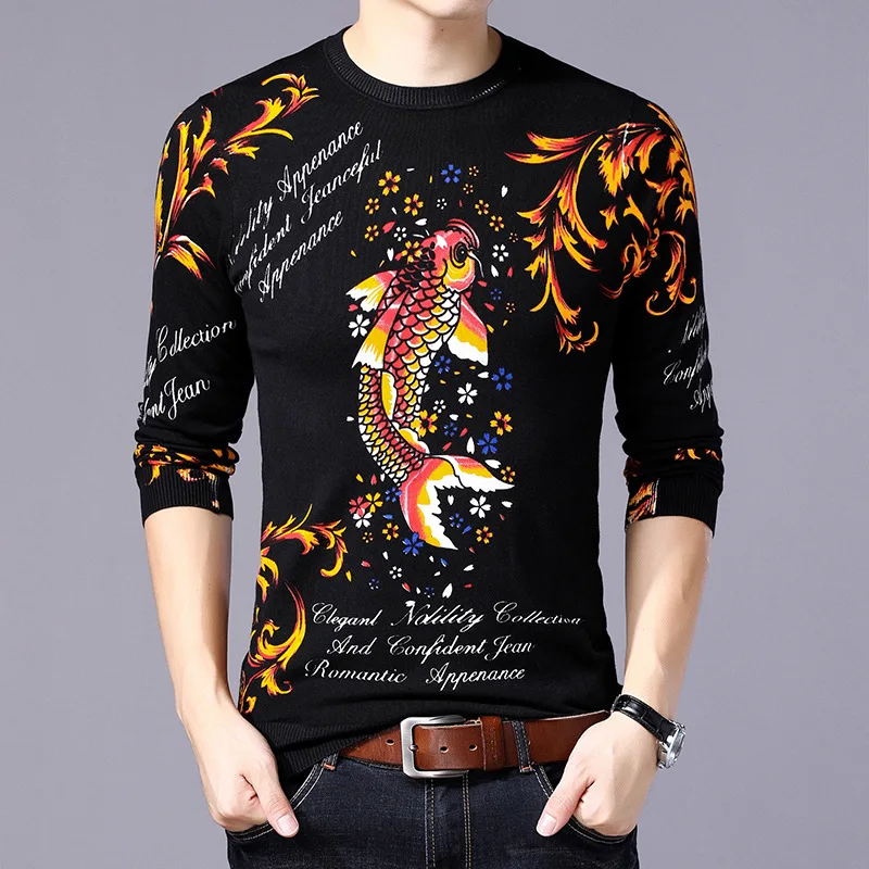 3D fish floral pattern exquisite printing fashion pullover knit sweater Autumn 2019 high-quality cotton soft elastic sweater men
3D fish floral pattern exquisite printing fashion pullover knit sweater Autumn 2019 high-quality cotton soft elastic sweater men