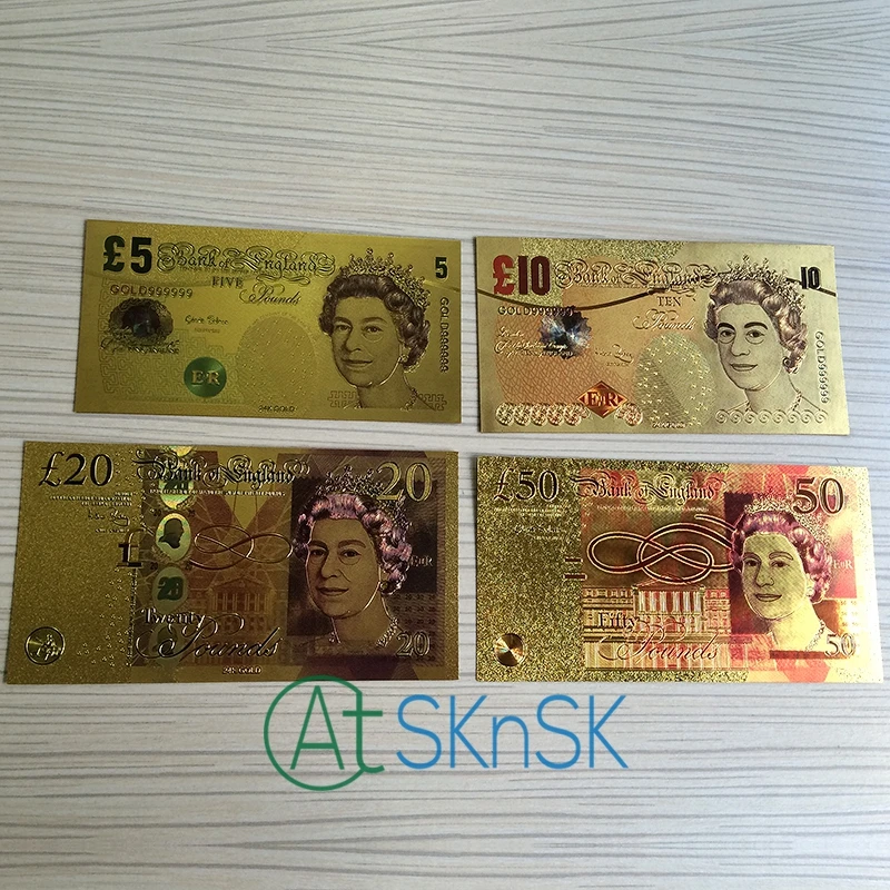 Full 4PCS/Set Great Britain GOLD Banknote 5/10/20/50 Pounds UK Pound Notes EURO Banknotes Collections Gift
Full 4PCS/Set Great Britain GOLD Banknote 5/10/20/50 Pounds UK Pound Notes EURO Banknotes Collections Gift