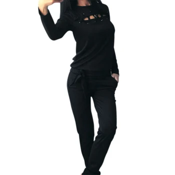 2 Pieces Women Rompers Solid Hollow out Women Sweatshirts Long Sleeve Pullovers O-Neck Hoodie+Casual Long Pant Black Women Set
2 Pieces Women Rompers Solid Hollow out Women Sweatshirts Long Sleeve Pullovers O-Neck Hoodie+Casual Long Pant Black Women Set