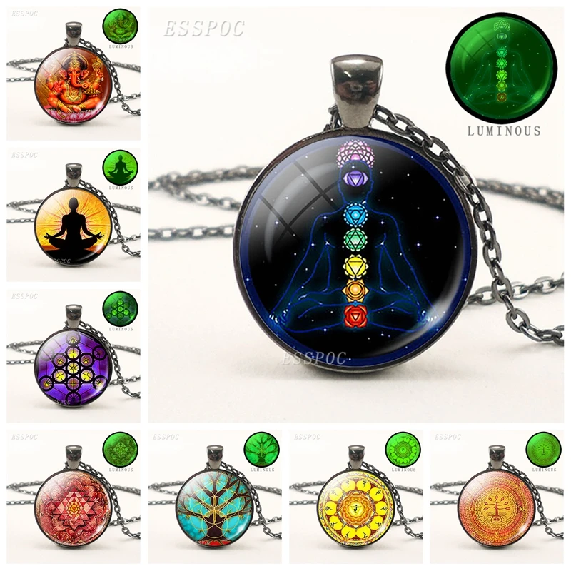 Luminous Necklace Mandala Necklaces Chakra Pendant OM Jewelry for Women Glass Cabochon Pendants Zen Gifts Jewellery
Luminous Necklace Mandala Necklaces Chakra Pendant OM Jewelry for Women Glass Cabochon Pendants Zen Gifts Jewellery