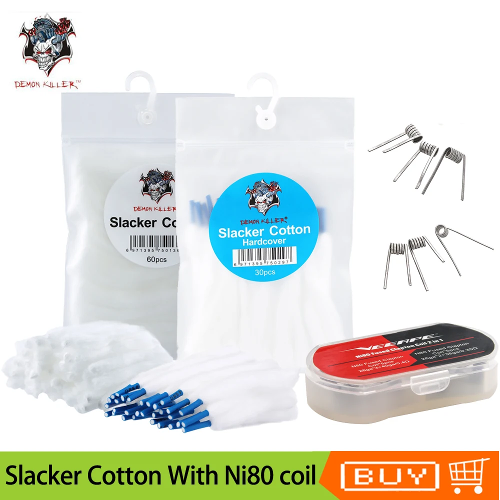 Original Demon Killer Slacker Cotton With Veeape Ni80 Fused clapton coil Prebuilt Heating Wire Coil Wick Cotton for vape tank
Original Demon Killer Slacker Cotton With Veeape Ni80 Fused clapton coil Prebuilt Heating Wire Coil Wick Cotton for vape tank