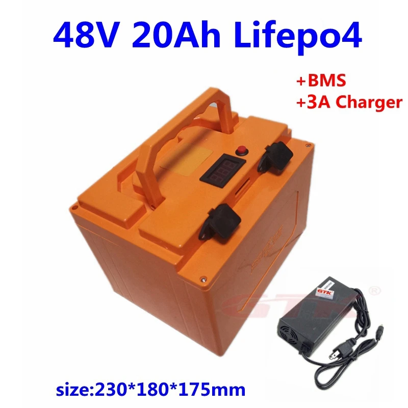 New 48V 20Ah lifepo4 battery pack with waterproof ABS case built in bms for 48V 20ah electric bike scooter+58.4v 3A Charger
New 48V 20Ah lifepo4 battery pack with waterproof ABS case built in bms for 48V 20ah electric bike scooter+58.4v 3A Charger