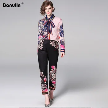 Banulin Fashion Designer Runway Suit Sets 2019 Spring Long Sleeve Floral Bow Print Tops + Long Pants 2 Piece Set Women B7586
Banulin Fashion Designer Runway Suit Sets 2019 Spring Long Sleeve Floral Bow Print Tops + Long Pants 2 Piece Set Women B7586
