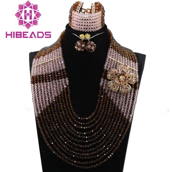 Gorgeous Brown Peach Full Beads Crystal African Jewelry Sets Popular Wedding Necklaces for Brides 12 Strands Free shipping WE022
Gorgeous Brown Peach Full Beads Crystal African Jewelry Sets Popular Wedding Necklaces for Brides 12 Strands Free shipping WE022