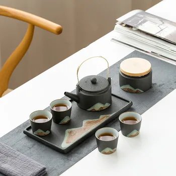 Household teapot tea cup tea tray Qingshan complete set of glaze color stone pottery Kung Fu tea business gift ZP5031152
Household teapot tea cup tea tray Qingshan complete set of glaze color stone pottery Kung Fu tea business gift ZP5031152