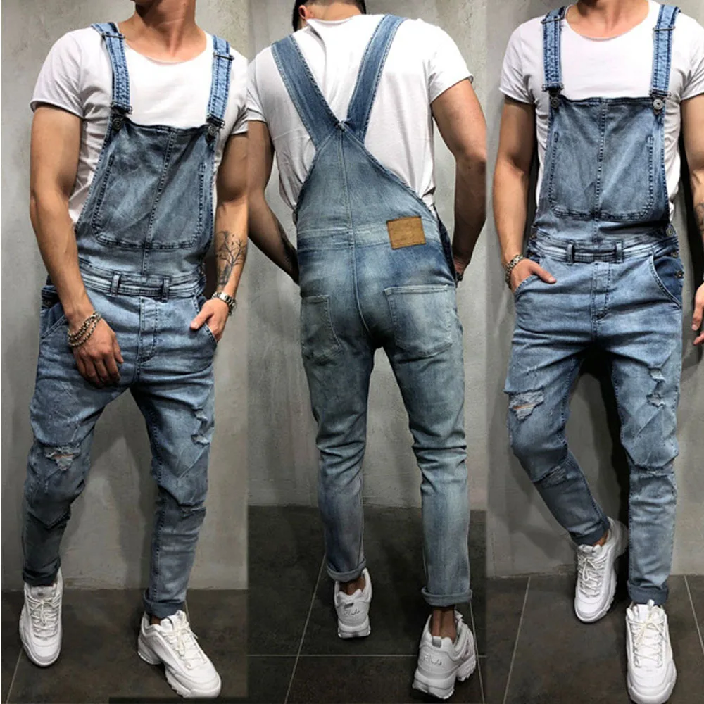 2019 Fashion Men's Ripped Jeans Jumpsuits Distressed Button Pocket Denim Bib Casual Overalls for Man Suspender Straight Pants
2019 Fashion Men's Ripped Jeans Jumpsuits Distressed Button Pocket Denim Bib Casual Overalls for Man Suspender Straight Pants
